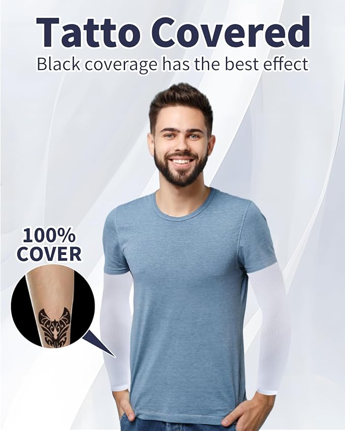 4-Pairs Arm Sleeves for Men and Women - Tattoo Cover Up - Cooling Sports Sleeve for Basketball Golf Football