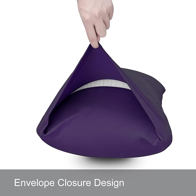 2-Pack Stretch Pillow Cases - Jersey Knit & Ultra Soft Envelope Closure Pillowcases T-Shirt Like Microfiber Blend - Suitable for 20x36/20x40 King Size Set of 2, Purple