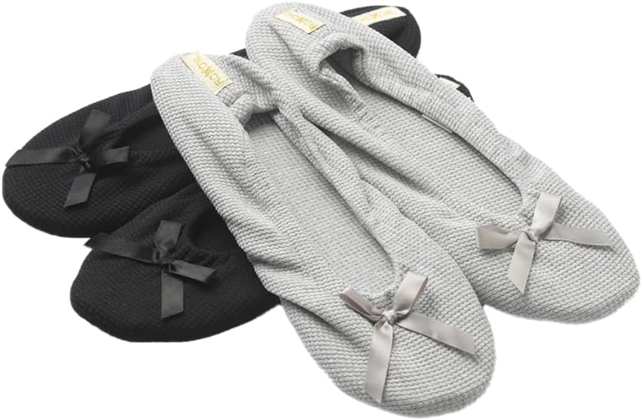 Women's Terry Classic Cotton & Velour Ballerina Slippers (Pack of 2)