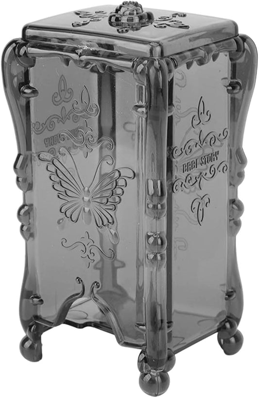 Agatige Cotton Pad Holder, Butterfly Rose Flower Cotton Pad Dispenser with Cover for Home(Translucent Grey)