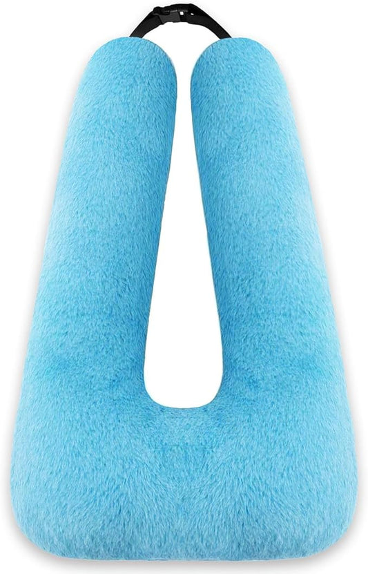 Swemos Travel Pillow, Car Pillow for Kids & Adults - Ergonomic Travel Pillows Sleeping Aid for Neck & Body Support, Car Travel Essentials Pillow on Road Trips-Gray (Blue)