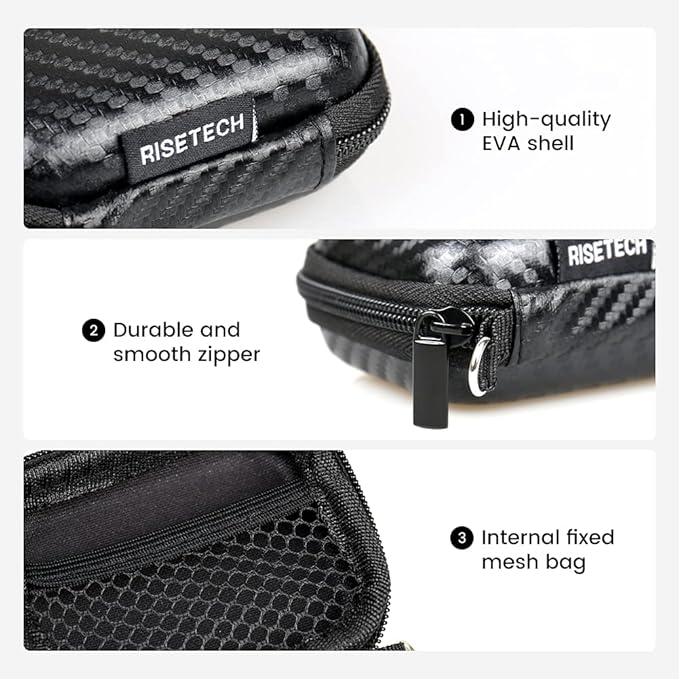 Earbud Case Holder Earphone Case Hard EVA Headphone Storage Bag Small Zipper Pouch Compatible with Wired Earbuds, JBL Vibe Beam, Tune 230NC TWS, TAGRY X08, Btootos A90 Pro, in Ear Monitor -with Clip