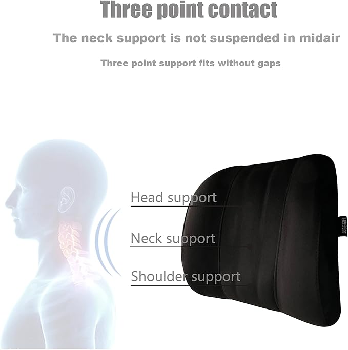 Forbell Premium Memory Foam Car Neck Pillow with Washable Cover - Provides Comfortable Neck Support for Driving and Travel 1pc(Black) | Slow Rebound Memory Foam, Suedette Fabric