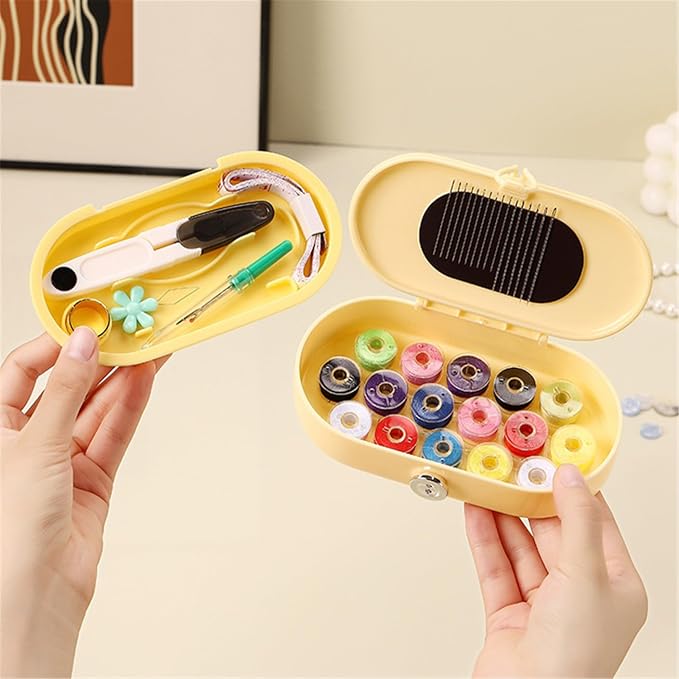 Yellow Sewing Project Kit, 140 Pcs Travel Family Sewing Supplies Repair Kit Portable Small Traveler Sewing Kit Sewing Thread Accessories DIY Sewing Supplies Organizer (Yellow)