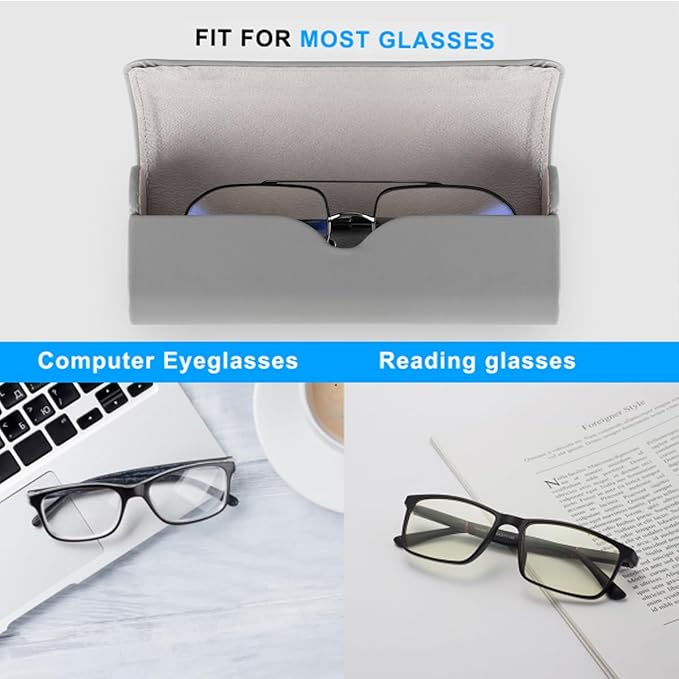 RayLove Hard Shell Glasses Case, Lightweight Leather Eyeglass Case, Travel-Friendly Sunglasses Protector for Men & Women