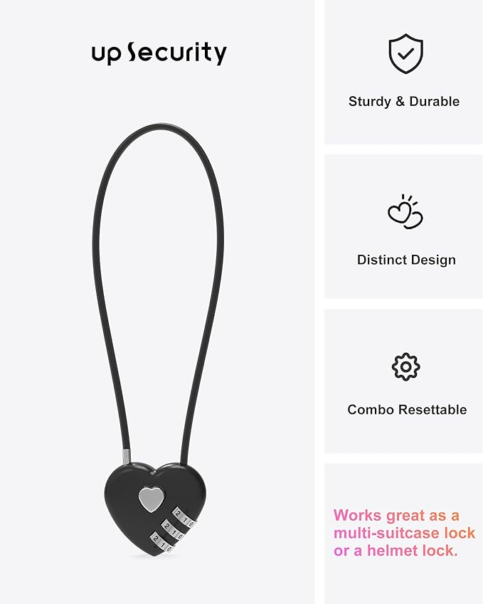 3 Digit Combination Lock Cable 1 ft, Combo Long Cable Lock with Code, Thin Wire Small Padlock Combination, for Travel Luggage, Backpack, Cabinet, Fridge Door, Bike Motorcycle Helmet