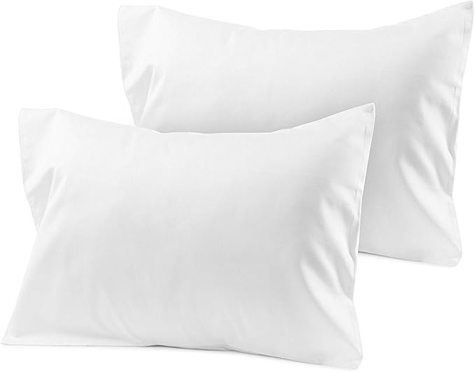 Youth Pillowcase 16x22 500 Thread Count Egyptian Cotton Set of 2 Toddler Pillowcase Zipper Closer 100% Egyptian Cotton (Toddler Travel 16x22 Zipper, White Solid)