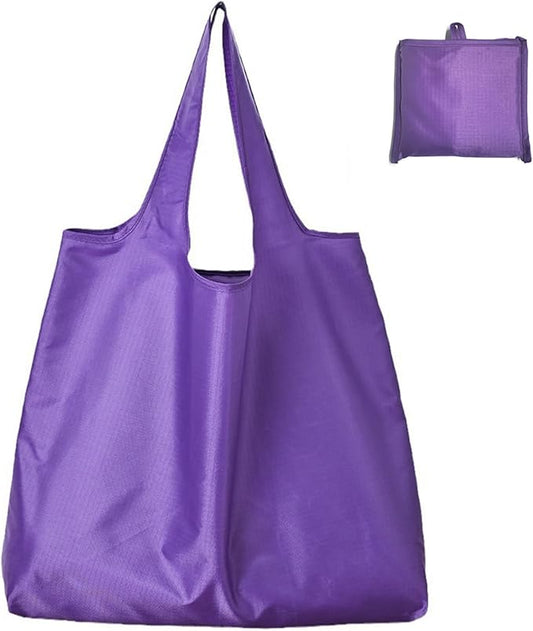 Large 50lbs Heavy Duty Reusable Foldable Grocery and Shopping Tote Bags - Washable Polyester Bags in Pocket