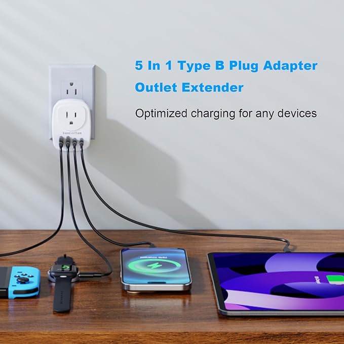 Outlet with USB Ports Cruise Approved Power Strip Wall Outlet Extender Splitter, USB Outlet Plug 2 Pack for Dorm School Office Home Cruise Essentials