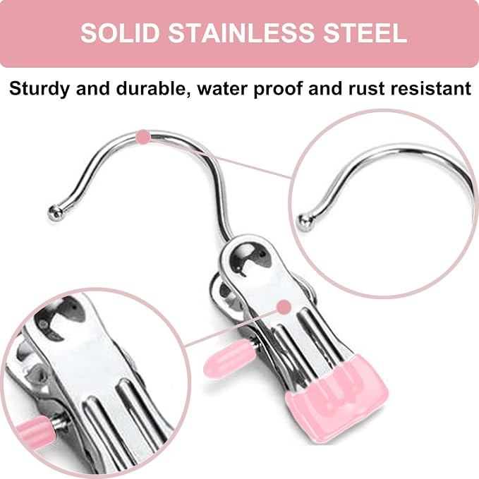 Boot Hangers for Closet, Hanging Clips Laundry Hooks Clothes Pins Closet Hanger Organizer Clamps Socks Towel Clips Heavy Duty Clothespins Bulk Hanger Clips for Closet Travel Pants Socks Handbags