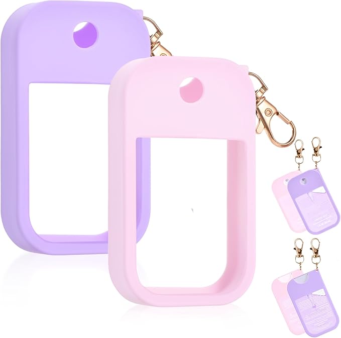 Silicone Case Compatible with Touchland Hand Sanitizer Spray, Protective Case for Spray 1FL. OZ (Pink, Purple(2PCS))
