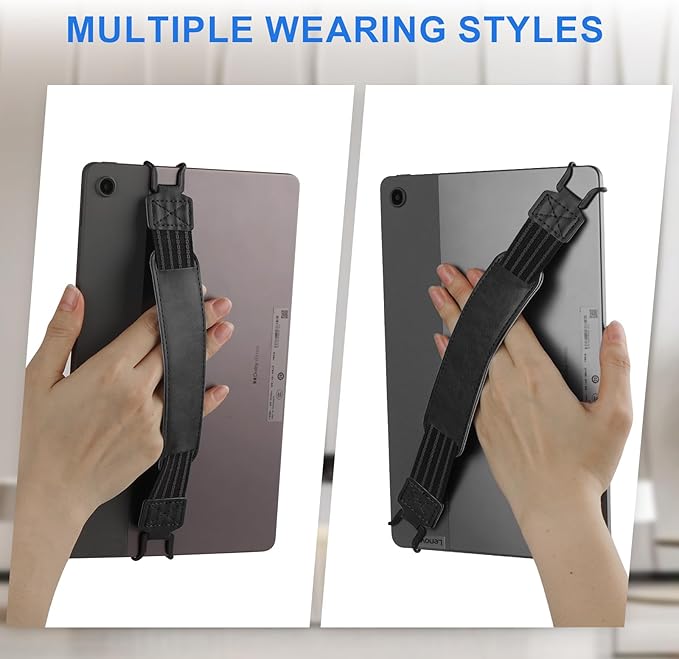 HoYiXi Soft Hand Strap for 9-11 Inch eReaders & Fire Tablet Compatible with Fire HD 10/iPad 9.7 /iPad mini/Galaxy Tab A8 A9/Huawei Lightweight Black High-Elasticity Finger Grip Holder -Black