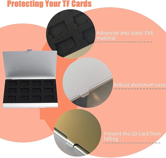 Aluminum Waterproof Memory Card Case - Ultrathin Mini Rustproof Protector for Micro SD/Micro SDXC/TF Cards (Silver Color)