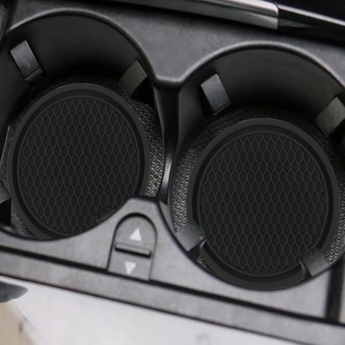 ZSDY Car Cup Coaster, 4PCS Universal Auto Non-Slip Cup Holder Embedded in Ornaments Silicone Coaster, Car Interior Accessories Sets, Black