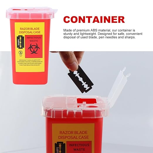 minkissy Razor Disposable Case Blade Recycling Box with Secure Lock Lid Compact 6.06X3.74X3.74In Storage Container for Safe Used Blade Disposal in Barbershop and Salon