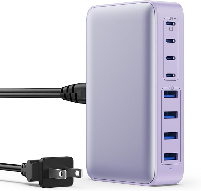 USB C Charger 200W USB C Charger Block,Upgraded GaN III 8-Port Fast Charging Station Hub,PD 65W Laptop Charging Adapter Compatible with MacBook Pro/Air,DELL,Steam Deck,iPhone 16/15/14,Galaxy S23/22