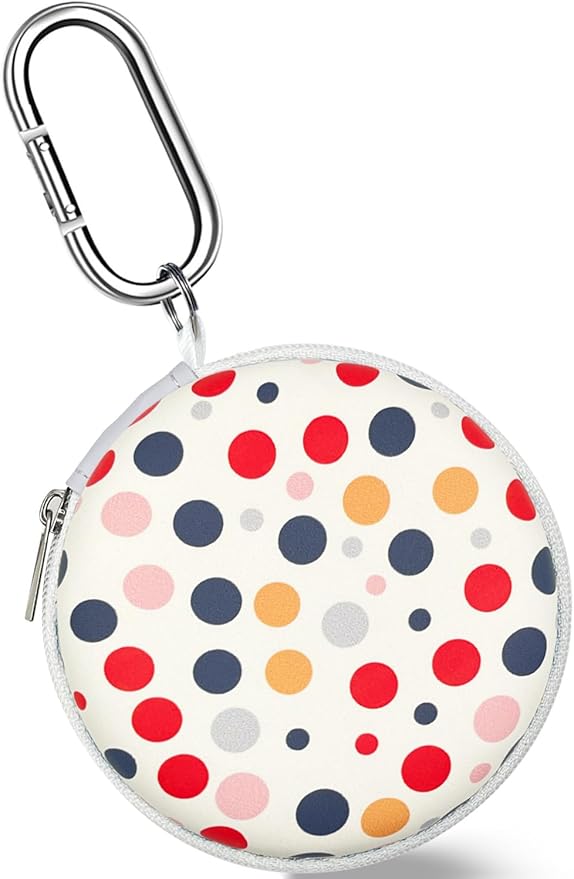 Earbud Case Headphone Organizer Ear Bud Case Portable EVA Carrying Box Storage Bag with Carabiner for AirPods Beats Bose Galaxy Buds 4/3/FE Data Cable Storage (Dots)