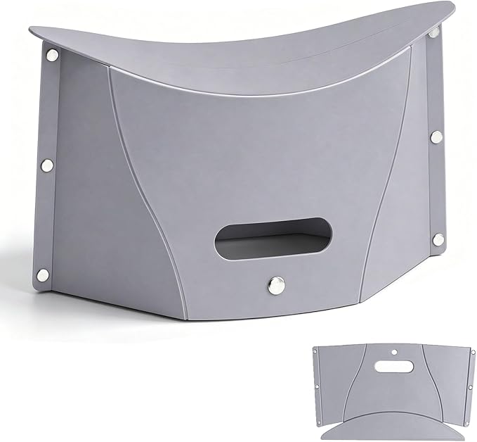 Folding Portable Camping Hiking Stool, Lightweight Collapsable Foldable Chair for Travel Gathering BBQ Subway Backpacking Outdoor Squatty Potty Ultralight Mini (Light Gray)