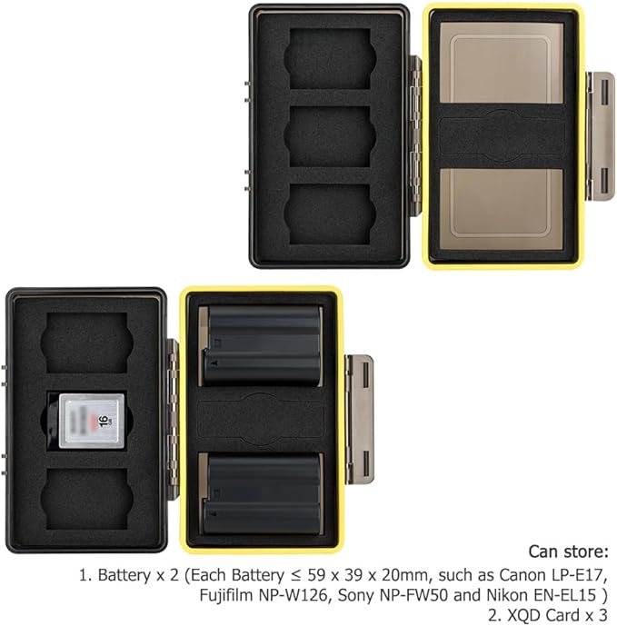 JJC Nikon EN-EL15 EN-EL14 Camera Battery Memory Card Storage Case Holder for 3 Slots Cfexpress Type B XQD Card + 2 Slots Battery, Camera Batteries Box for Nikon Z8 Z6III Z6II Z7II Z6 Z7 D850 D500