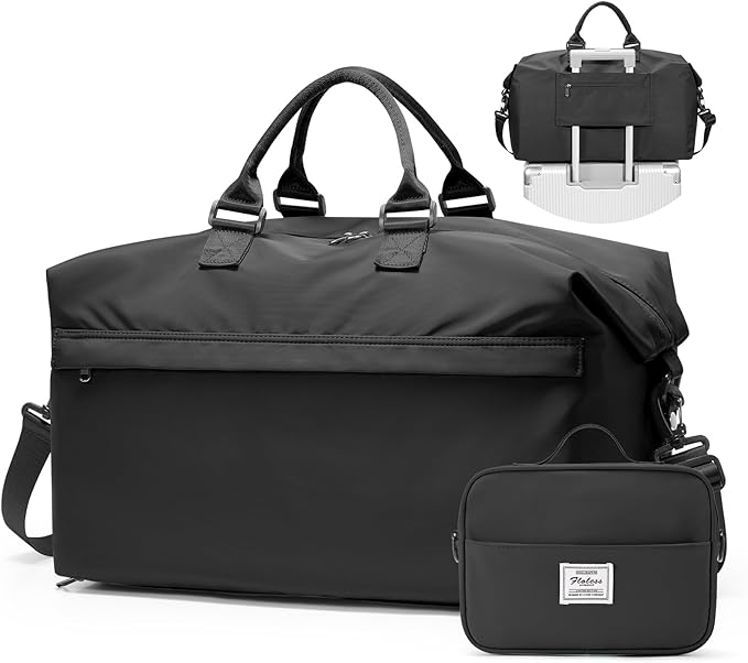 Travel Duffel Bag,Carry-On Overnight Weekender Bags for Women,Personal Item Travel Bag with Shoes Compartment,Sports Gym Bag