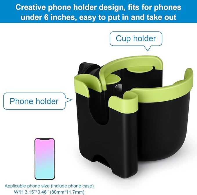 Accmor Stroller Cup Holder with Phone Holder, Bike Cup Holder, Universal Cup Holder for Uppababy Nuna Doona Strollers, 2-in-1 Cup Holder for Walker, Wheelchair, Scooter