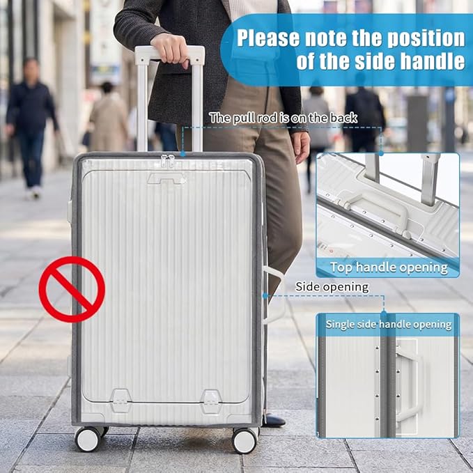 Yotako Clear Luggage Cover Protector with Front Pocket Zipper, 26 Inch Luggage Covers for Front Open Suitcase Wheeled Suitcase 26", No Disassembly