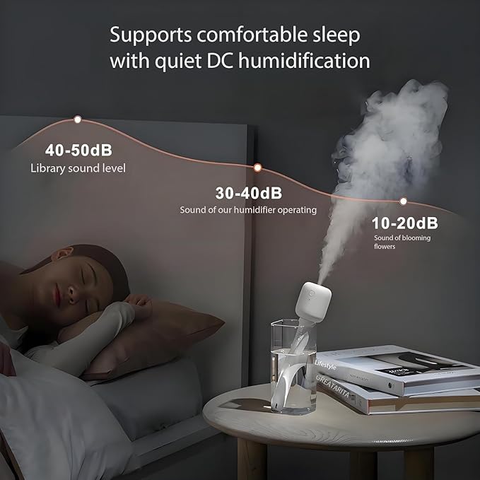 Portable mini humidifier stick, apply to all cup, water bottle, ultra quiet & delicate mist for bedroom, office desk, travel, car, convenient and efficient