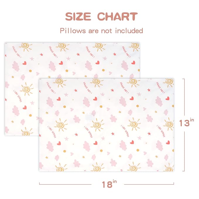 Zenssia Organic Cotton Toddler Pillowcases Pack of 2, 13x18 Inches Travel Pillowcase with Envelope Closure, Soft & Breathable Baby Pillow Case Cover, Sunny Pink