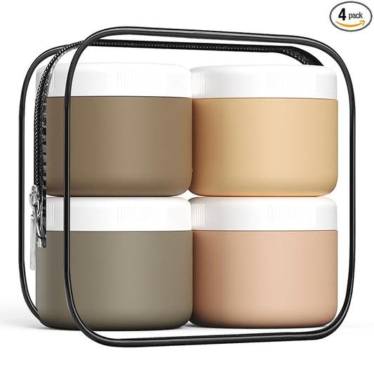 Kuangre Travel Containers for Toiletries, Silicone Cream Jars BPA-Free, Leak-proof 3oz Travel Size Containers, Portable Size Silicone Jars with Lid for Cosmetic Face Hand Body Cream (4 Pack)