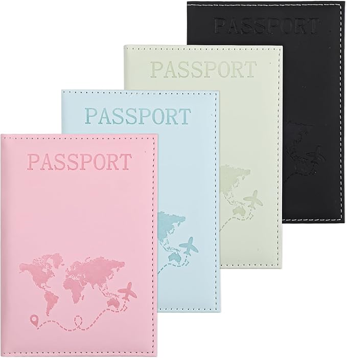 4 Pcs Ultra Slim Passport Wallet, PU Leather Passport Cover, Passport-Holders Blocking-Passport Cover Case for Credit Card Cash Air Ticket