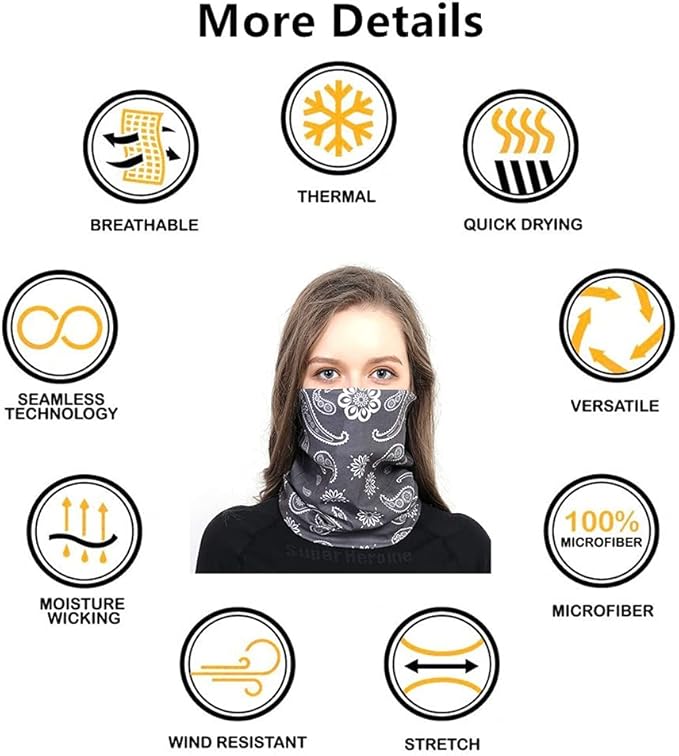 VANCROWN Headband Neck Gaiter Head Wrap Headwear Face Mask Magic Scarf Bandana for Men and Women