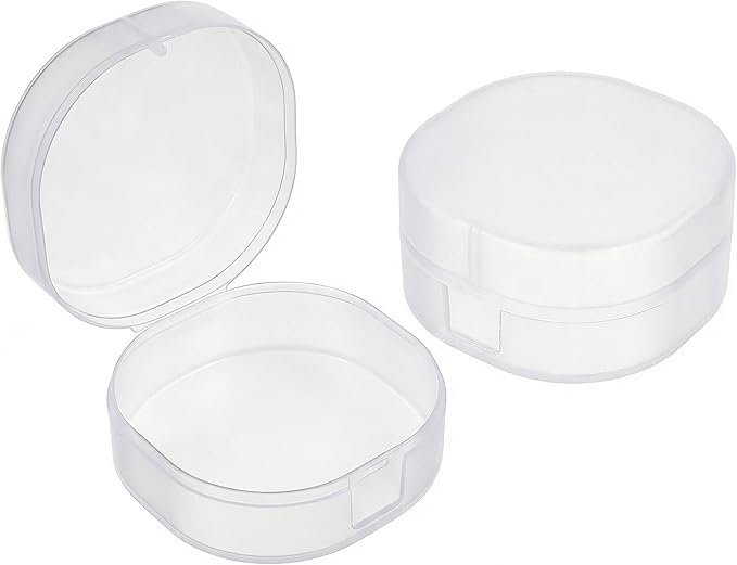 QUUPY Portable Cotton Pad Holder Travel Storage Organizer 2Pcs 7x3.6cm Frosted Clear Plastic Sealed Container for Makeup Remover Pads Cotton Balls Purse Gym Bathroom