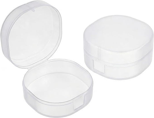 QUUPY Portable Cotton Pad Holder Travel Storage Organizer 2Pcs 7x3.6cm Frosted Clear Plastic Sealed Container for Makeup Remover Pads Cotton Balls Purse Gym Bathroom