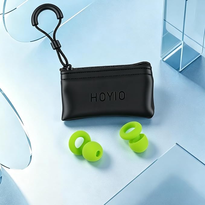 Ear Plugs for Noise Reduction–Super Soft, Reusable Hearing Protection in Flexible Silicone for Sleep, Noise Sensitivity & Flights-8 Ear Tips in XS/S/M/L–27dB Noise Cancelling–Light Green
