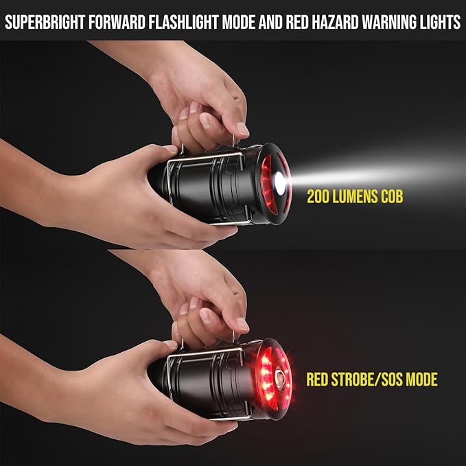 Lichamp 2 Pack Camping Lanterns Rechargeable and Battery Powered, Dual Power Source and 4 Mode Lantern Flashlight COB Camp Light for Power Outages, Camping Supplies and Home Hurricane Supplies, E2BK