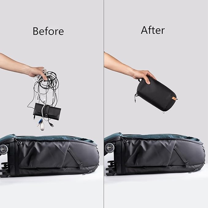 PGYTECH Travel Tech Organizer, Waterproof Tech Bag, Electronics Accessories Organizer Travel Carrying Case, Organizer Bag for Cord, Phone Batteries, Charger,Photography SD Card, Green