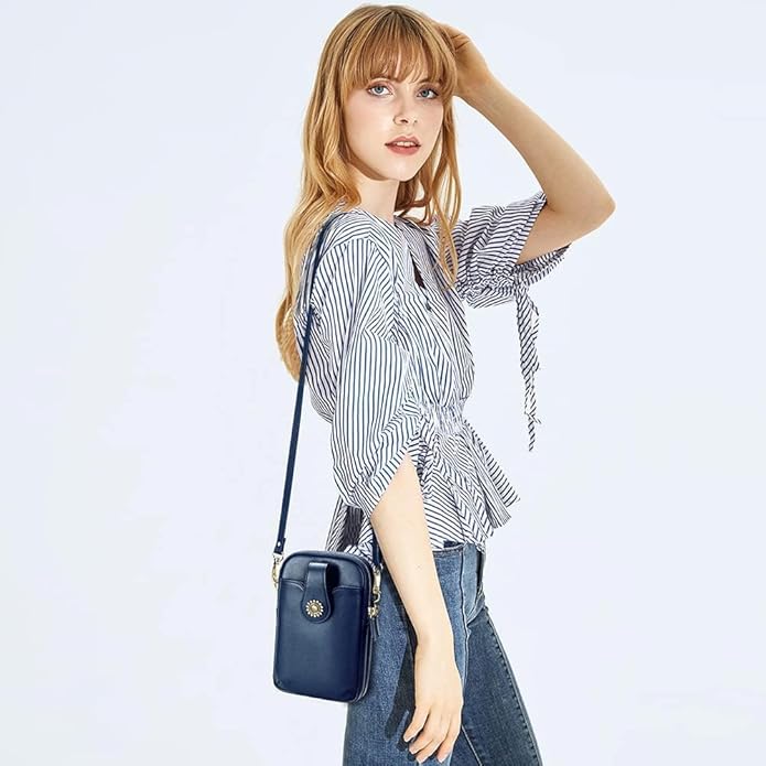 Peacocktion Small Crossbody Bags for Women, Leather RFID Cell Phone Purse, Trendy Travel Crossbody Purses with Zipper