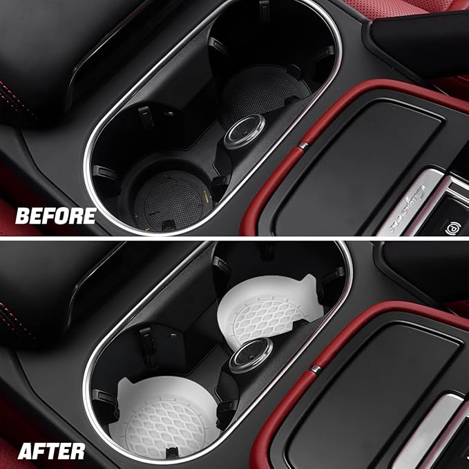 Zpana Bling Car Cup Holder Coaster, 2PCS Crystal Rhinestone Non Slip Waterproof Vehicle Insert Water Bottle Holder Pads, Shockproof Auto Interior Decorative Coasters, Universal Fit (White)