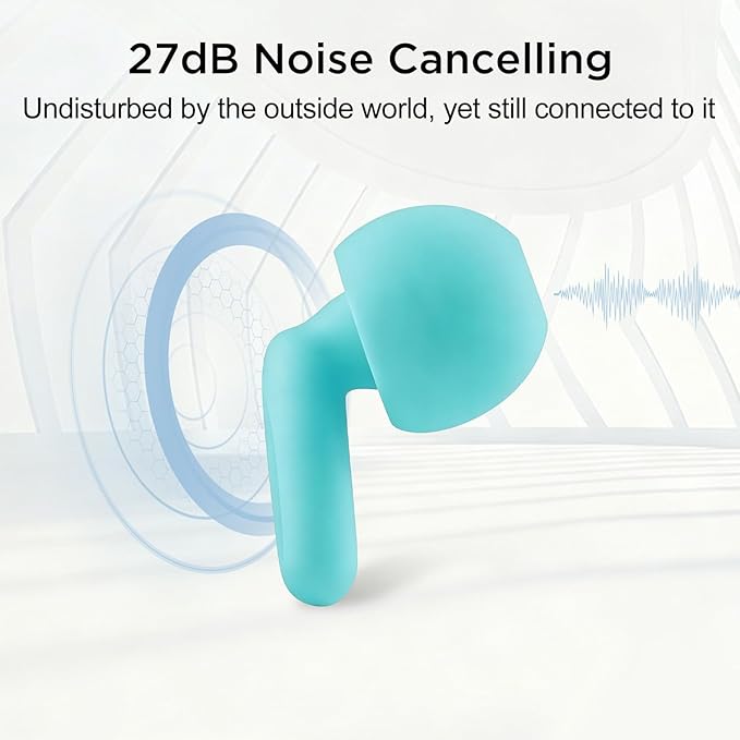 Ear Plugs for Noise Reduction–Super Soft, Reusable Hearing Protection in Flexible Silicone for Sleep, Noise Sensitivity & Flights-8 Ear Tips in XS/S/M/L–27dB Noise Cancelling–Light Blue