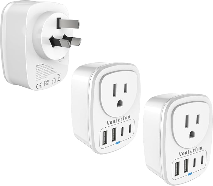 Type I Australian Plug Adapter New Zealand Power Adapter 2 Pack, 3 Prong Adapter with USB Outlet Converter US Outlet for Argentina Travel Cruise