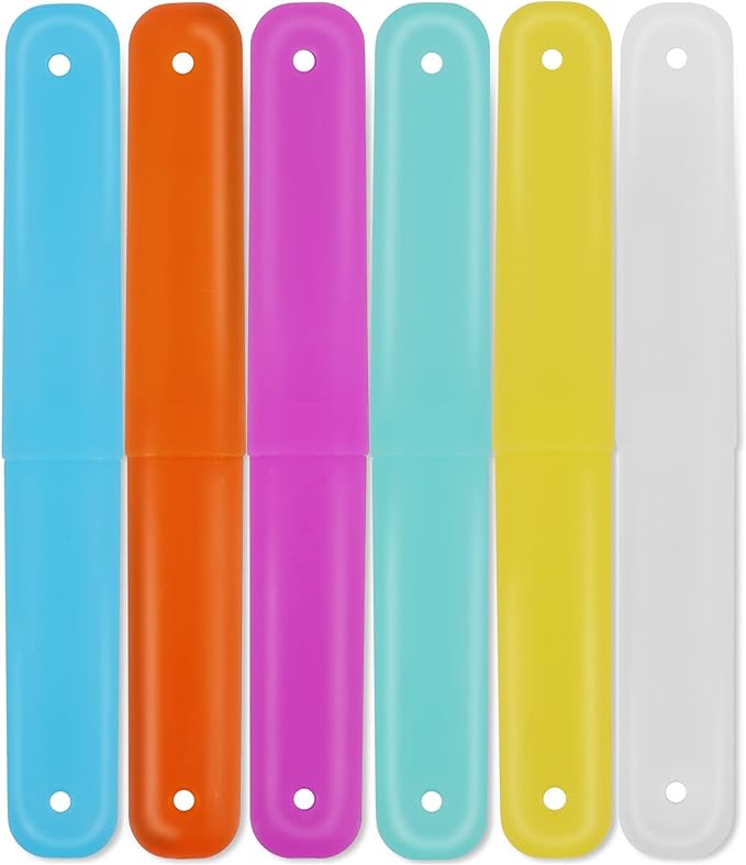 Cllayees 6 Pcs Travel Toothbrush Case Holder, Breathable Portable Toothbrush Container, Multiple Color Clear Toothbrush Holder for Home Trip Camping
