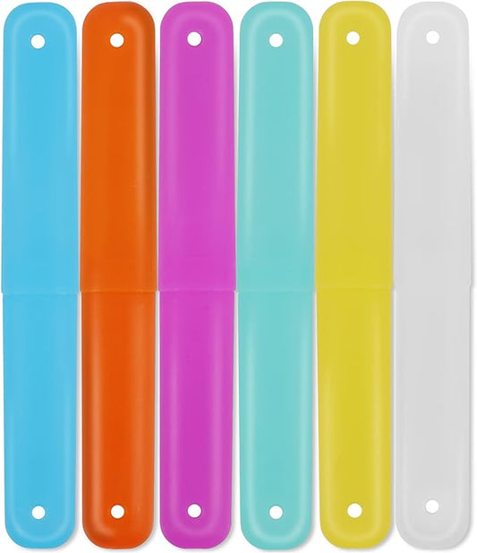 Cllayees 6 Pcs Travel Toothbrush Case Holder, Breathable Portable Toothbrush Container, Multiple Color Clear Toothbrush Holder for Home Trip Camping