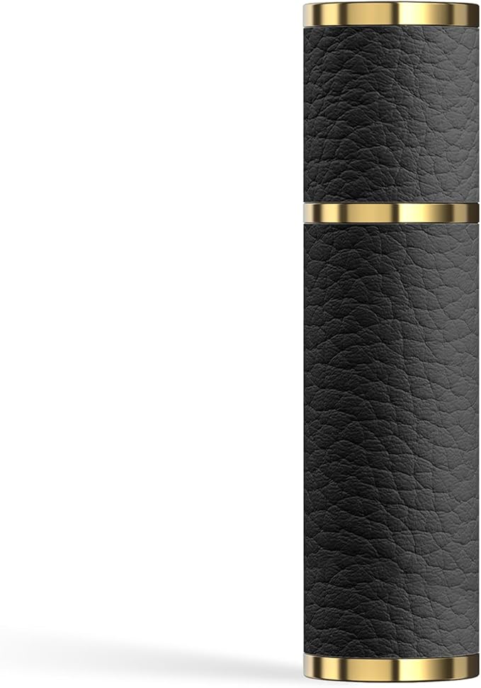 5ml Travel Perfume Atomizer Refillable, Mini Portable Genuine Leather Cologne Sprayer, Pocket Size Empty Fragrance Spray Bottle - Gift for Women Men (Black)