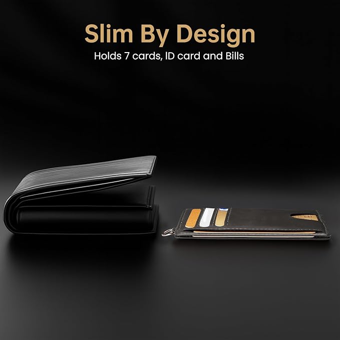 Mayski Slim Wallet, Credit Card Holder for Women, Minimalist Front Pocket RFID Blocking Card Cases, Small Wallet Women Men(Oiled Wax Grey)