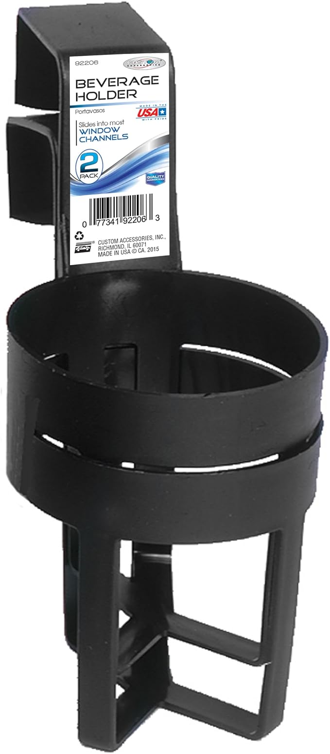 Custom Accessories Small Plastic Beverage Holder, Black, Pack of 2
