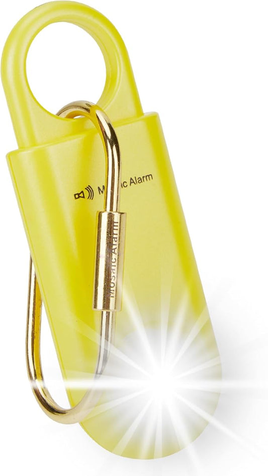 130dB Personal Safety Alarm Ultra Bright Strobe Light Loud Sound Keychain Siren with Carabiner for Women, School Children. Hiking Alarm Bear Deterrent. SOS Emergency Alerts. Lemon Yellow