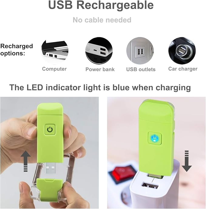 HONWELL Rechargeable Book Light, Clip On LED Reading Lights for Kids Reading in Bed, 3 Brightness Levels Dimmable Bookmark Light for Eye-Protection, Portable Reading Lamp for Bookworms, Travel(Green)
