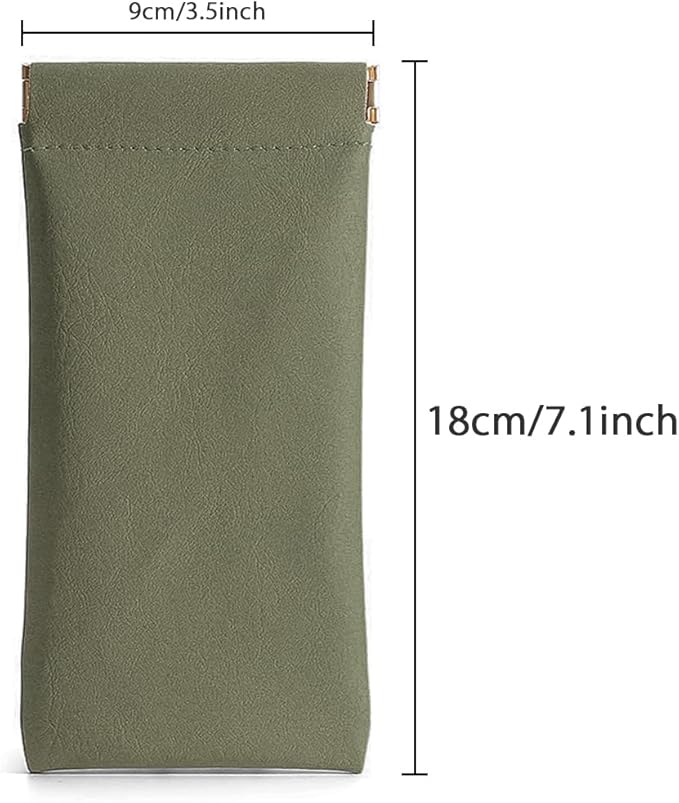 3 Pack Leather Eyeglasses Cases PU Soft Sunglasses Pouch Squeeze Top Portable Glasses Cases for Men Women