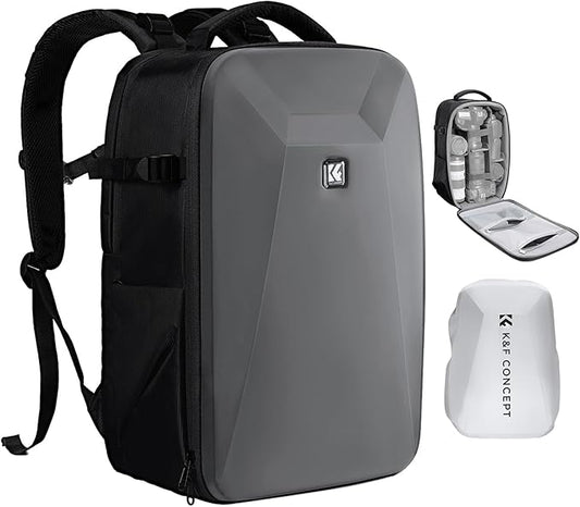 K&F CONCEPT Camera Backpack,Hardshell Photography DSLR Camera Bag with 15-15.6 Inch Laptop Compartment Waterproof Hard Shell Camera Case