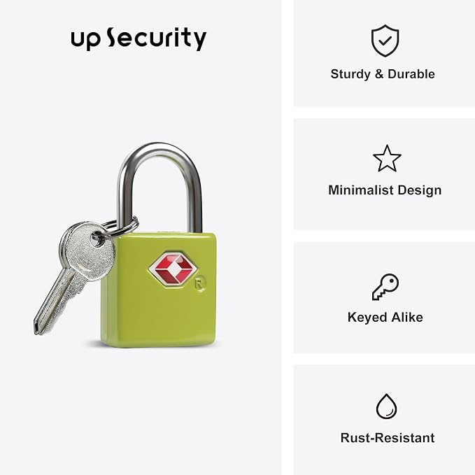 TSA Locks for Luggage with Keys, Travel Luggage Locks TSA Approved 4 Pack, Keyed Alike Small Padlock with Key, Mini Padlock for Suitcase, Backpack Zipper, Bag, Purse, Travel Essentials